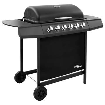 vidaXL Gasbarbecue met 6 branders zwart, Verzenden