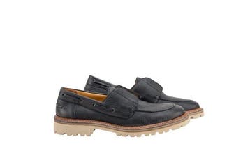 TESTONI - 8 UK - 42 IT - Ferrara Boat Loafer Shoes Deer Blue, Nieuw
