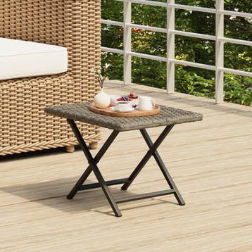 vidaXL Tafel inklapbaar 45x35x32 cm poly rattan grijs, Tuin en Terras, Verzenden, Nieuw