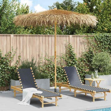 vidaXL Tiki Paraplu met Bananenblad Luifel 240 cm Bamboe, Verzenden
