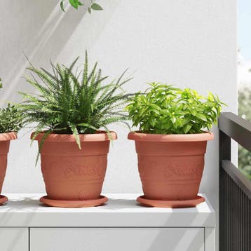 vidaXL Ronde Bloempot 24 st Baksteenrood Ø 22 x 18 cm, Tuin en Terras, Bloempotten, Verzenden, Nieuw