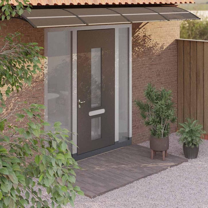 vidaXL Deurluifel 350x75 cm polycarbonaat zwart, Jardin & Terrasse, Protection solaire, Envoi