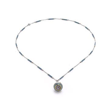 Halsketting Art Deco platina en emaille pendantklokketting, Handtassen en Accessoires, Nieuw