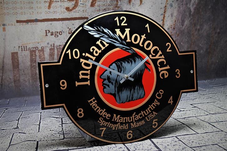 Emaille Klok Indian Motocycle, Collections, Marques & Objets publicitaires, Envoi