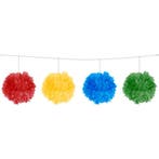 Gekleurde Slinger Pompon 12cm 3m, Verzenden