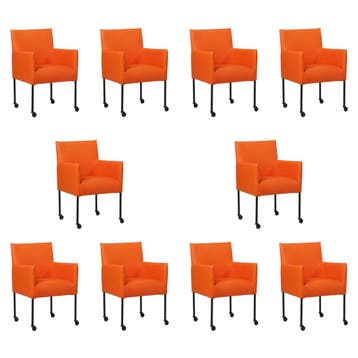 Set van 10 Leren eetkamerstoelen Desire - Toledo Orange, Ophalen of Verzenden, Nieuw, Leer, Eén