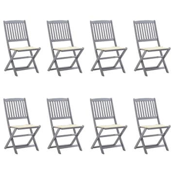 vidaXL Inklapbare stoelen 8 st met kussens massief, Verzenden, Nieuw