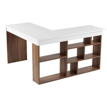 Evila Bureau - Wit/Houtkleurig - Nieuw/Ongebruikt - Melamine, Verzenden, Nieuw