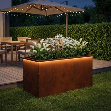 vidaXL Tuinplantenbak met led Roestkleurig 50 x 100 x 48 cm, Verzenden, Nieuw
