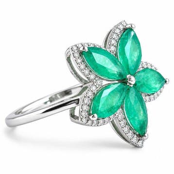 Zonder minimumprijs - Ring Platina - 4.24ct. tw. Smaragd -, Nieuw