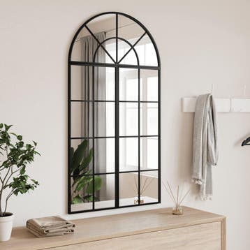 vidaXL Wandspiegel boog 60x110 cm ijzer zwart, Verzenden