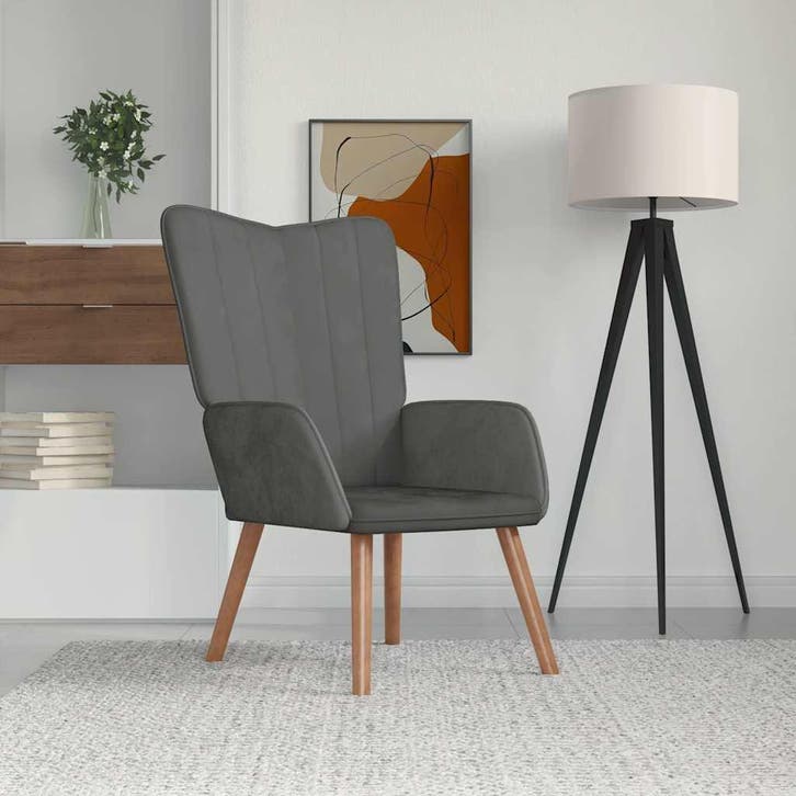 vidaXL Relaxstoel fluweel donkergrijs, Huis en Inrichting, Fauteuils, Nieuw, Verzenden
