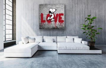 EMIR BERCUTTE - SNOPPY STREET ART LOVE 11 - Toile L -