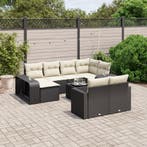 vidaXL 11-delige Loungeset met kussens poly rattan zwart, Verzenden