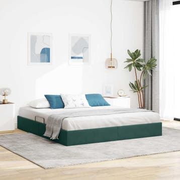 vidaXL Ottoman Bedframe met opslag Donkergroen 160 x 200 cm, Verzenden