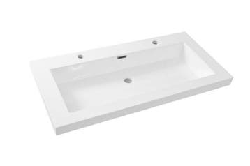 Vision kunstmarmer wastafel 2 kraangaten 100x46 wit, Ophalen of Verzenden, Nieuw