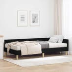 vidaXL Hoekbedframe met Matras met matras 2 pcs Groen Stof, Verzenden