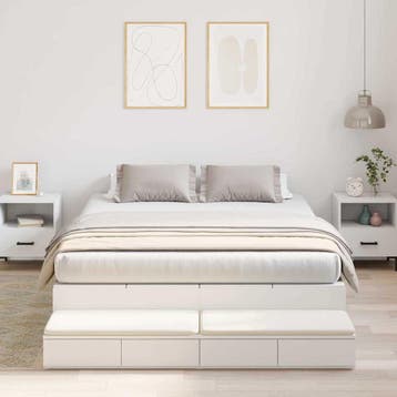 vidaXL Opbergbedframe met lade met opslag Wit 140 cm Bewerkt, Verzenden, Nieuw
