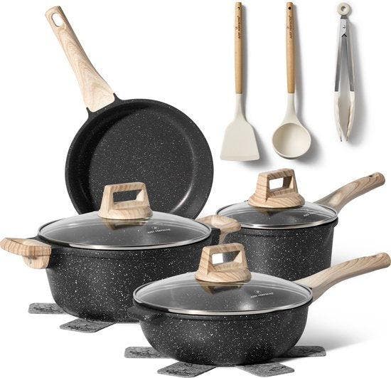 2dekans | Just Perfecto 12 Delige Pannenset Inductie -, Huis en Inrichting, Keuken | Potten en Pannen, Ophalen of Verzenden