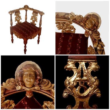 Fauteuil - Bois doré, Bois polychrome - XIX - 72 cm, Antiquités & Art