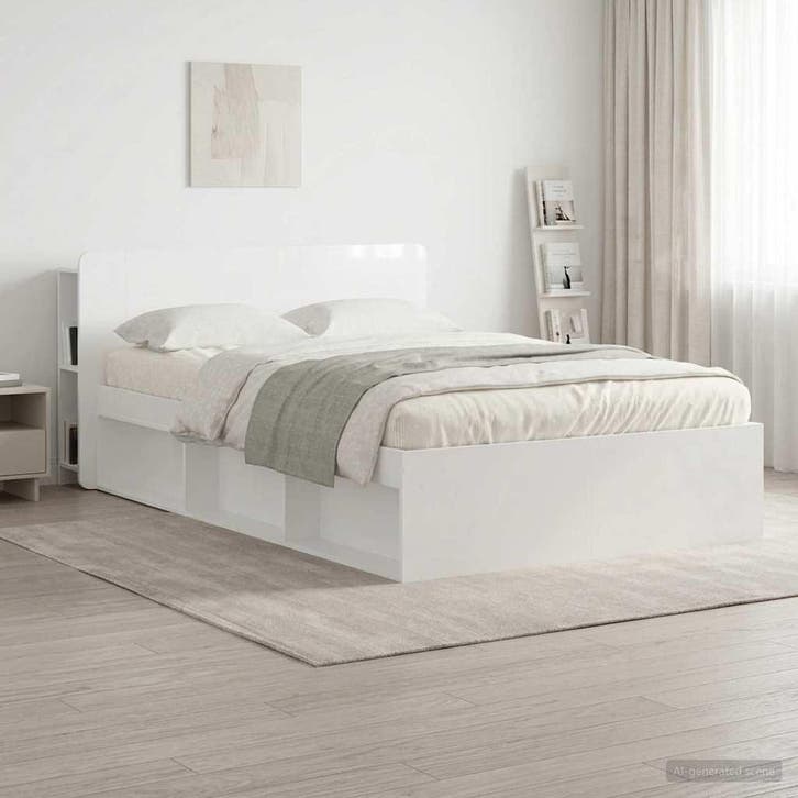 vidaXL Hoofdeinde Kast met opslag Wit Bewerkt hout, Maison & Meubles, Chambre à coucher | Lits, Envoi