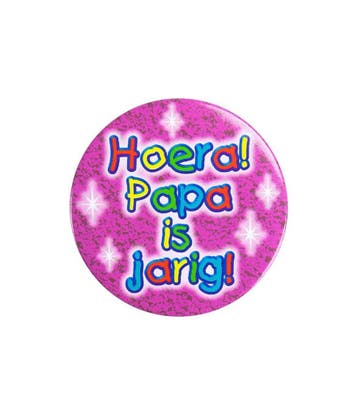 Button Hoera Papa is Jarig 5,5cm, Verzenden, Nieuw