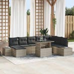 vidaXL Tuinbank Set met kussen met opslag 9 pcs Lichtgrijs, Verzenden, Nieuw