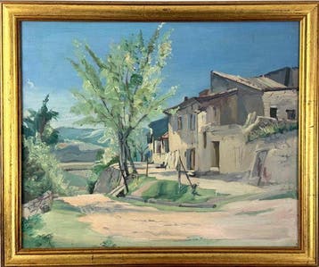 Continental school (XX) - A rural village scene. No reserve.