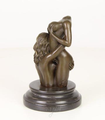 Beeld, Naar M.Nick: Twee vrouwen - 18 cm - Brons