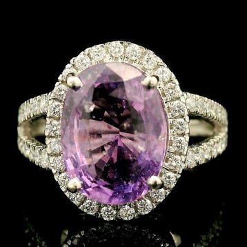 Ring Platina - 5.59ct. tw. Saffier - Diamant - Ring met, Nieuw