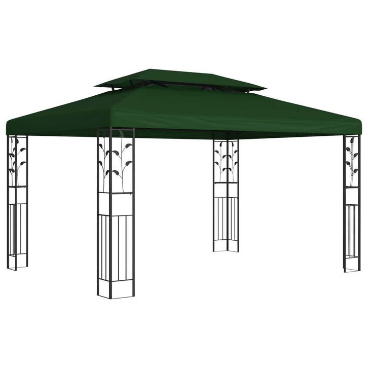 vidaXL Prieel 3,97 x 2,96 x 2,68 m Groen Polyester en Staal, Tuin en Terras, Partytenten, Nieuw, Verzenden
