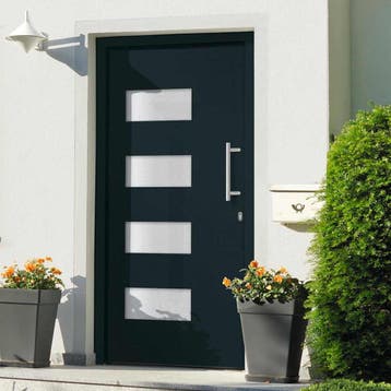 vidaXL Voordeur 100x210 cm aluminium en PVC antraciet, Verzenden