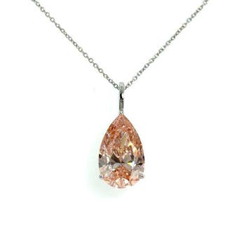 Halsketting - 14 karaat Witgoud - 3.49ct. tw. Roze Diamant, Bijoux, Sacs & Beauté, Colliers