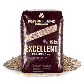 Houtpellets Power Flame Excellent 100% EIK, 6 m³ of meer, Eikenhout