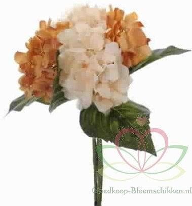 Hortensia Hydrangea Boeketje Amber Zijdenbloem 5 stuks, Huis en Inrichting, Woonaccessoires | Kunstplanten en Kunstbloemen, Nieuw