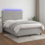 vidaXL Boxspring met matras en LED stof lichtgrijs 140x200, Verzenden, Nieuw
