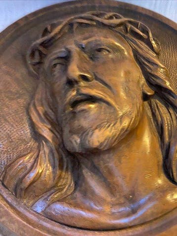 Reliëf, Ecce Homo - Hand-Carved - 24 cm - Hout, Antiek en Kunst