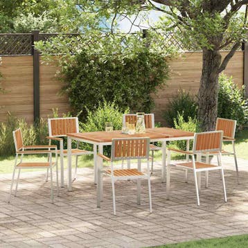 vidaXL Buiten Eettafel Set 7 st 150 x 90 x 75 cm, Jardin & Terrasse, Tables de jardin, Verzenden