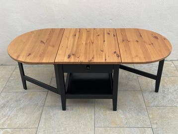 Tafel - Hout - Grote ovale klapbare salontafel met