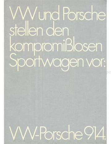 1969 PORSCHE 914 BROCHURE DUITS, Nieuw
