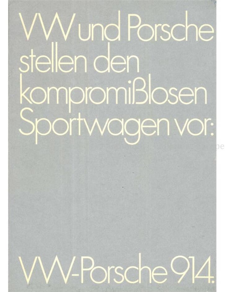 1969 PORSCHE 914 BROCHURE DUITS, Boeken, Auto's | Folders en Tijdschriften