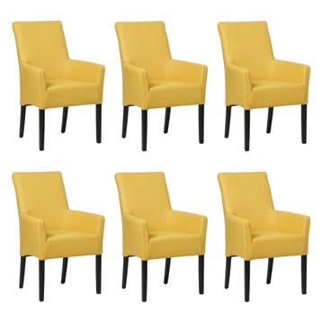 Set van 6 Leren eetkamerstoelen Just met armleuning -, Huis en Inrichting, Ophalen of Verzenden, Nieuw, Leer, Eén