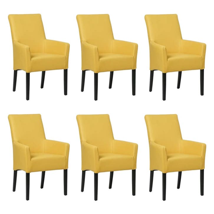 Set van 6 Leren eetkamerstoelen Just met armleuning -, Huis en Inrichting, Stoelen, Nieuw, Eén, Leer, Ophalen of Verzenden