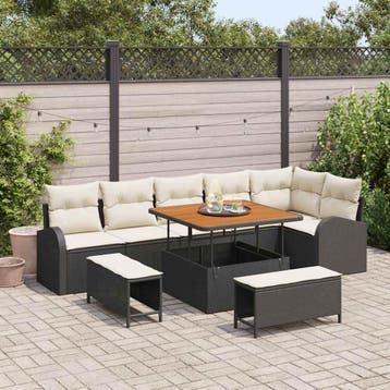 vidaXL Tuinbank Set 9 st 8-Aantal zitplaatsen Zwart en Crème, Verzenden