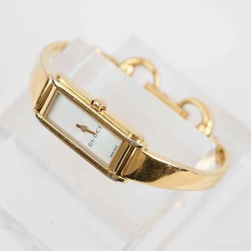 Gucci - 109 Ladies Gold-Tone Bangle Bracelet Watch White, Nieuw