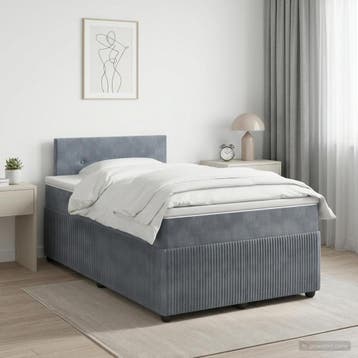 vidaXL Boxspringbed met matras Donkergrijs 120 x 190 cm, Verzenden