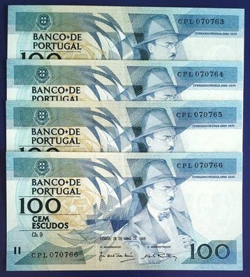 Portugal. - 5 x 100 Escudos - 1961/1988 - Pick 165a, 169e