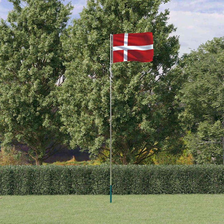vidaXL Vlag met vlaggenmast Denemarken 5,5 m aluminium, Diversen, Vlaggen en Wimpels, Nieuw, Verzenden