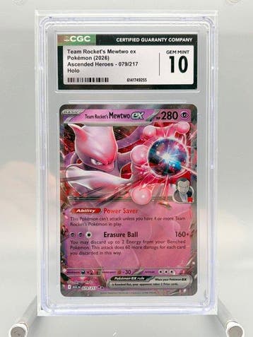 Pokémon Graded card - Team Rockets Mewtwo ex - Ascended, Nieuw