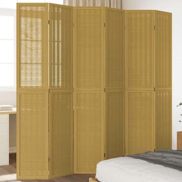 vidaXL Kamerscherm met 6 panelen massief paulowniahout bruin, Verzenden, Nieuw